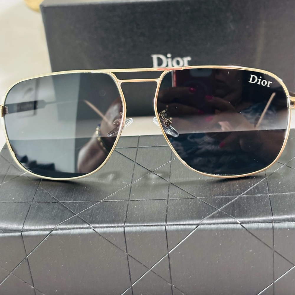 Dior Gold and Black Sunglasses